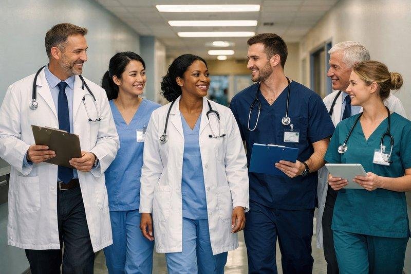 Healthcare colleagues working together